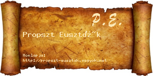 Propszt Euszták névjegykártya